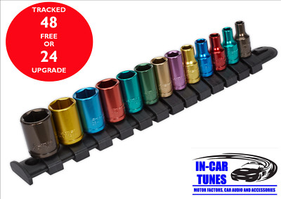 AK2872 Sealey Multi-Coloured Socket Set 13pc 1/4''Sq Drive 6pt WallDrive  Metric