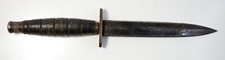 BENT Blade and Handle Blued Double Edge Dagger Stacked Leather Antique Vtg