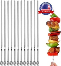 Brochetas De Metal Para Barbacoa Brochetas Planas Asar 12 Piezas De 14 Pulgadas