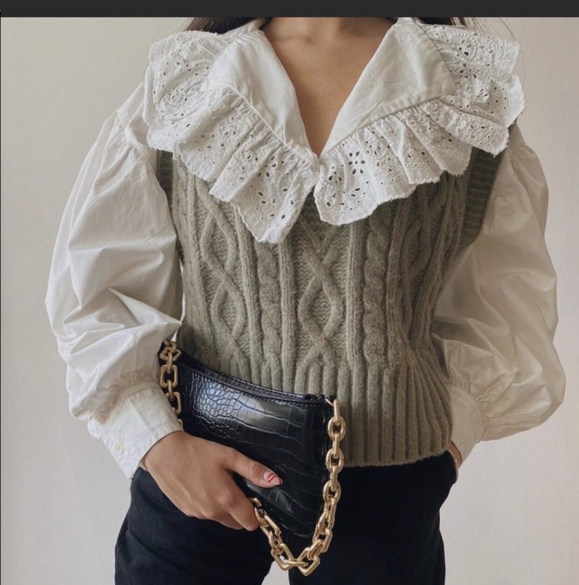 zara lace poplin top