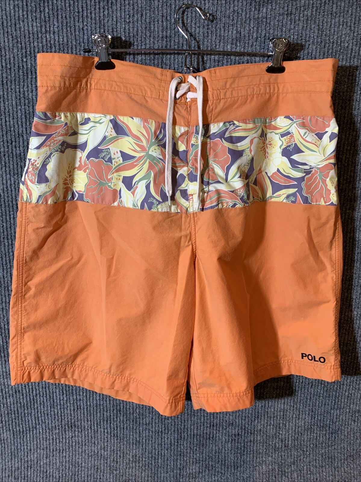 Polo Ralph Lauren Swim Trunks Men's Large Hawaii Lined Board Shorts Orange