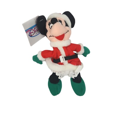 The Disney Store Minnie Mouse as Mrs. Claus Bean Bag Plush 7'' NWT