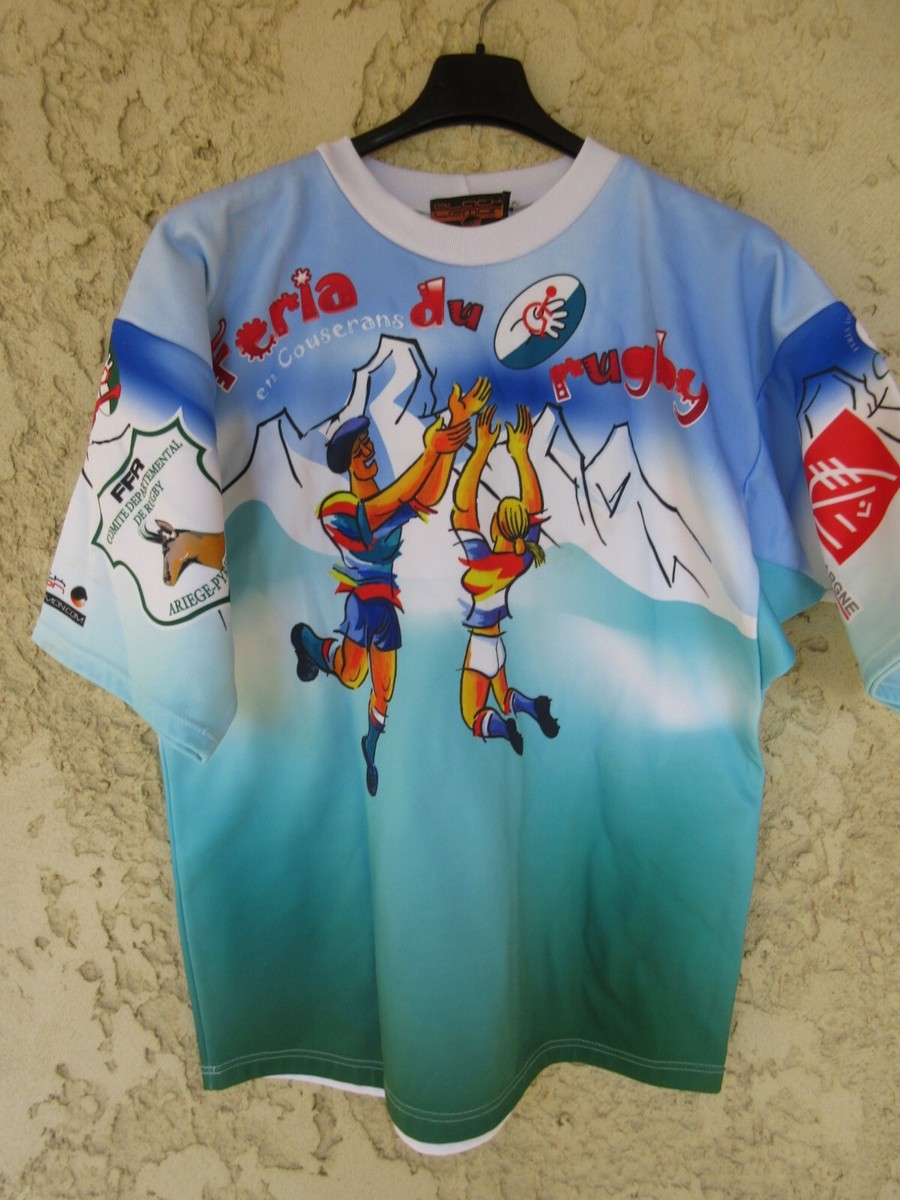 Maillot FERIA DU RUGBY COUSERANS porté n°5 Black Lemon shirt Ariège Pyrénées L