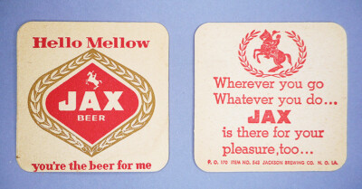 Set of 4 Vintage JAX BEER Coasters - Hello Mellow -Jackson Brewing New Orleans 