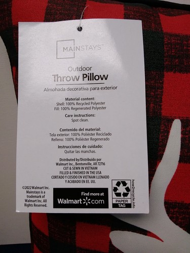 Outdoor Throw Pillows Red/Black Checker with Deer 16X16 Set Of 2 - Picture 8 of 9