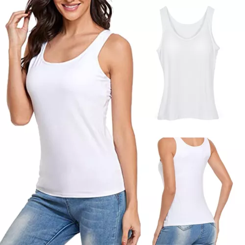 Damen Unterhemd BH-Hemd Basic Eingebauter BH Bügelloser Gepolstert Tank Tops DE - Bild 17 von 19