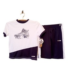 Hind Boys Sneaker Design Shorts Set-7-Black  White-Short Sleeves