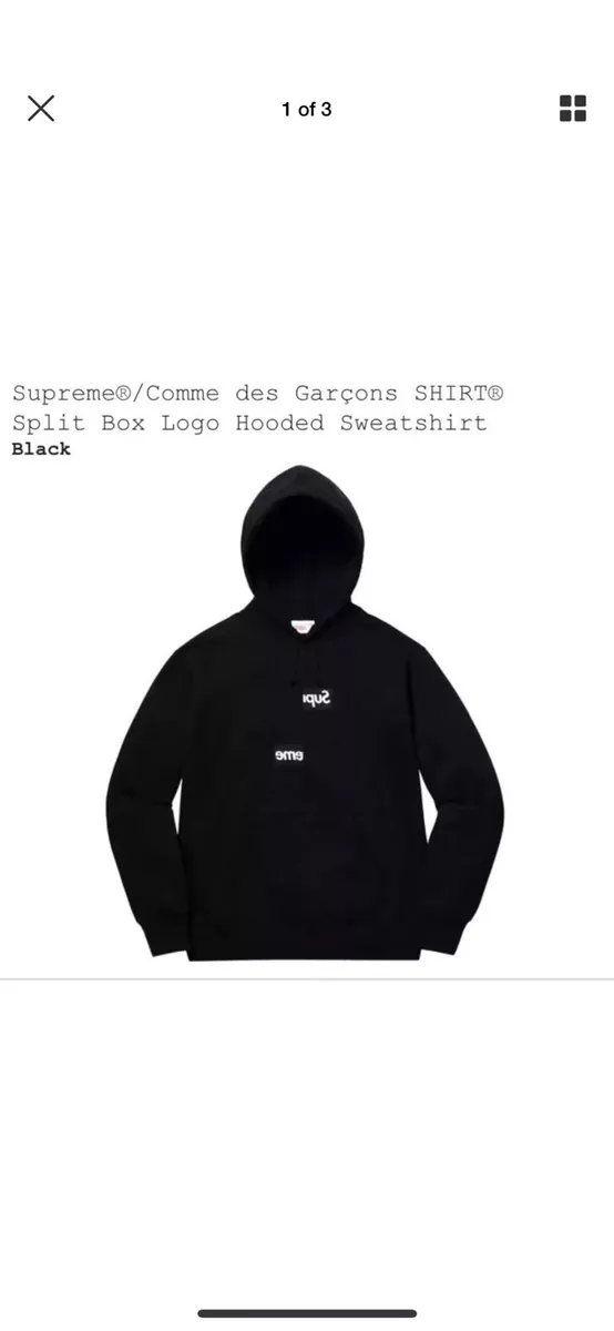 Supreme comme des garcons shirt split box logo hooded hotsell sweatshirt black