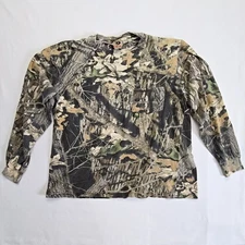 Vintage Mossy Oak Break-Up Camo Long Sleeve Shirt Mens Large Hunting Green Tee