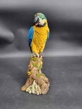 Beautiful, Colorful, Large Resin Blue and Gold Macaw Parrot Figurine 14.25