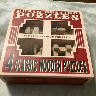 Recent Toys USA Wooden Brain Teaser Set 4 Classic Puzzles Strategy 17+