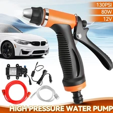 12V 80W Car Washer Portable Water Pump Kit Pressure Sprayer Cleaner Hose Van