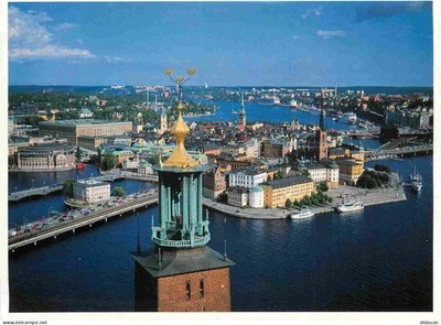 AK - Schweden - Stockholm - Högt över riddarholmen och gamla stan i stoc