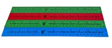 Smokey The Bear Wood Rulers Smokeys Friends Don't Play With Matches Lot of 4 RGB