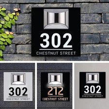 Custom Square House Sign Solar LED Light Addr...