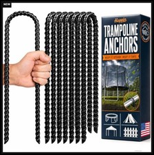Trampoline Anchor Kit 12 in U Shaped Ground Stakes Galvanized Steel 8 Pack