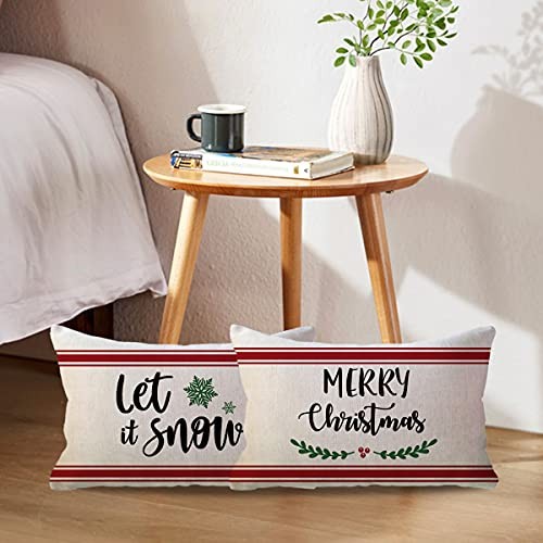 2er Pack Weihnachtsdeko Überwurf Kissenbezüge 12x20 Zoll 20" x 12" (2er Pack) - Bild 5 von 7