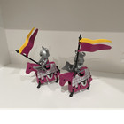 RARE 1993 PLAYMOBIL 2 Medieval Knights Horse Riders w/ Flags, Shields, swords — photo 2