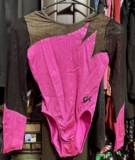 GK Gymnastics Leotard, Pink With Mesh Sleeves, Size Small