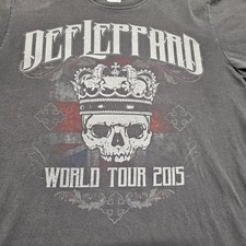 Def Leppard World Tour 2015 Shirt Adult Large Tee T-Shirt Double Sided Gray