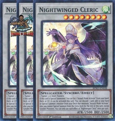 Yugioh! 3x Nightwinged Cleric BPRO-EN038 Super Rare 1st Ed NM
