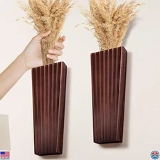 Set of 2 Rustic Wood Wall Planters - Stylish Hanging Planters for Flowers &