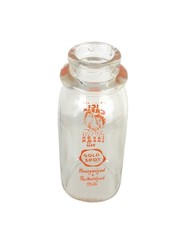 1955 ACL Gold Spot Dairy Milk Cream Bottle Half Pint Size 6" Enjoy Our Ice Cream
