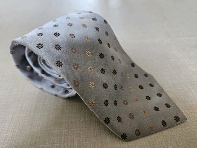 Vintage Krawattenhalter grau mit goldenem Blumenmuster waschbar Krawatte