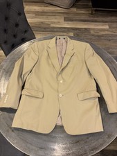 Jos. A. Bank Men s Cotton Blend 2-Button Blazer Khaki/Tan 44R Shoulder Pads