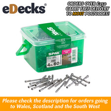 Tub of 250 x 4.5mm x 60mm Spax Hardwood Decking Screws T-Star