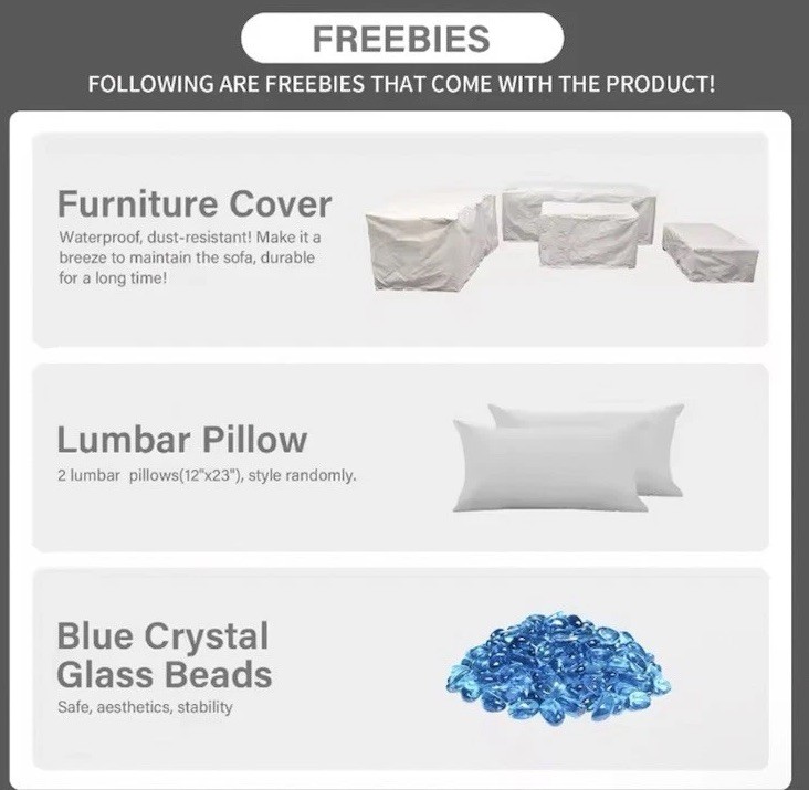 6 Pieces Outdoor Patio Furniture Propane Fire Pit Table Waterproof Anti-slip