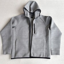 Uniqlo Gray Full Zip Hoodie Men's L Knit Polyester Elastane Hooded Pockets