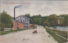 Waupaca Felting Mills Wisconsin WI 1921 Smokestack Early Auto Postcard