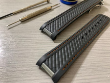 20mm Omega Seamaster Aqua Terra Black/orange Watch Rubber Strap With Clasp