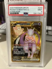 2025 POKEMON DRI EN-DESTINED RIVALS #240 ROCKET'S MEWTWO EX HYPER RARE PSA 9