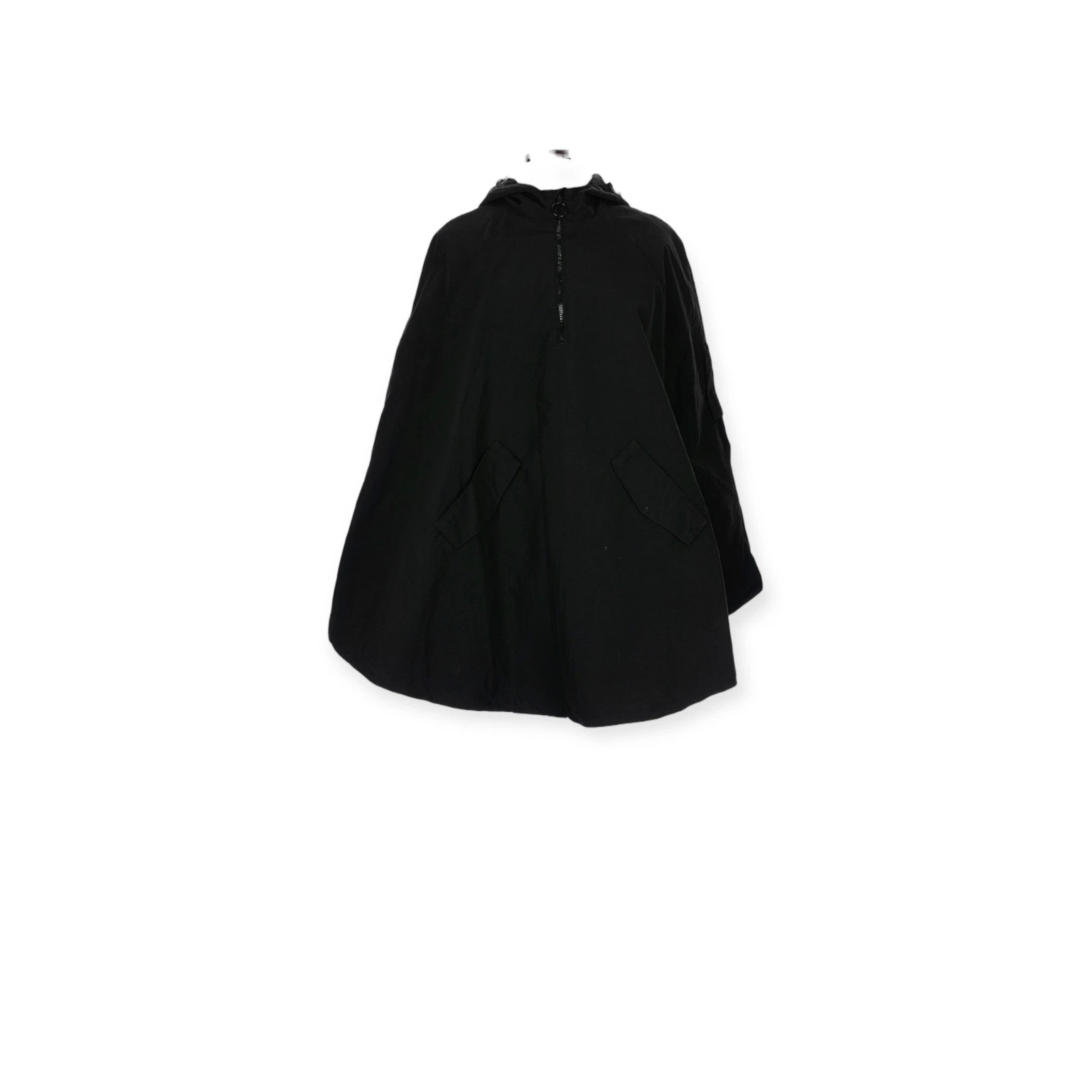 An New Day Black Rain Poncho Womens Large Water Resistant Hooded Nylon Pullover