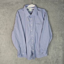 Brooks Brothers Mens Slim Fit Non-Iron Stretch Plaid Dress Shirt Blue 17-34