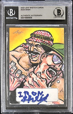 Iron Shiek Signed 2022 LEAF Sketch Cards 1 of 1 Card BAS 15685806 by Ray Lowell
