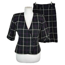 UNGARO ter by Emanuel Ungaro Vtg 90  s Cotton Tweed Skirt Jacket Set Size 42 / 8