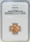 1954 P Lincoln Cent MS66 RD NGC BU Unc Red Wheat Penny NGC Registry [810]