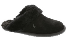 NEW Koolaburra by UGG Milo Black Faux Fur Lined Mule House Slippers Womens SZ 8