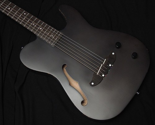 Schecter Ol-Fl-P Stbk Thin Body Acoustic Guitar F Hole Eco Satin Black Telecast - Picture 2 of 6