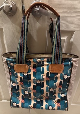 Consuela Spacious Classic Tote w/Blue Cactus Pattern Shoulder Handbag Purse