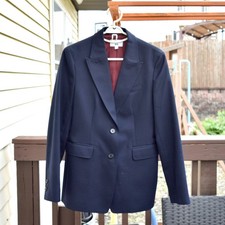 Uniqlo Navy Blue Blazer Women Jacket - Wool Blend Ines De La Fressange