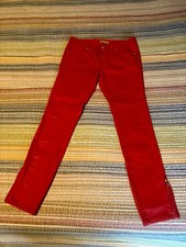 VERSACE Red Patent Faux Leather Pants. Ankle Zip. Size 26