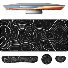 4 in 1 Large Pad,Keyboard Wrist Rest Set,Desk Mat with Stitched Edges Thicken...