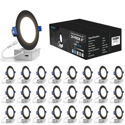 #ad 24 Pack 4 inch Recessed Lighting 5CCT Recessed Light Black 2700K 5000K Sele... $216.83