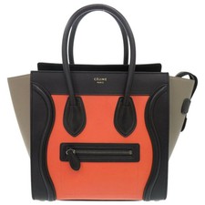 Celine Luggage Micro Shopper Multicolore Leather Black / Orange / Beige #LTB789