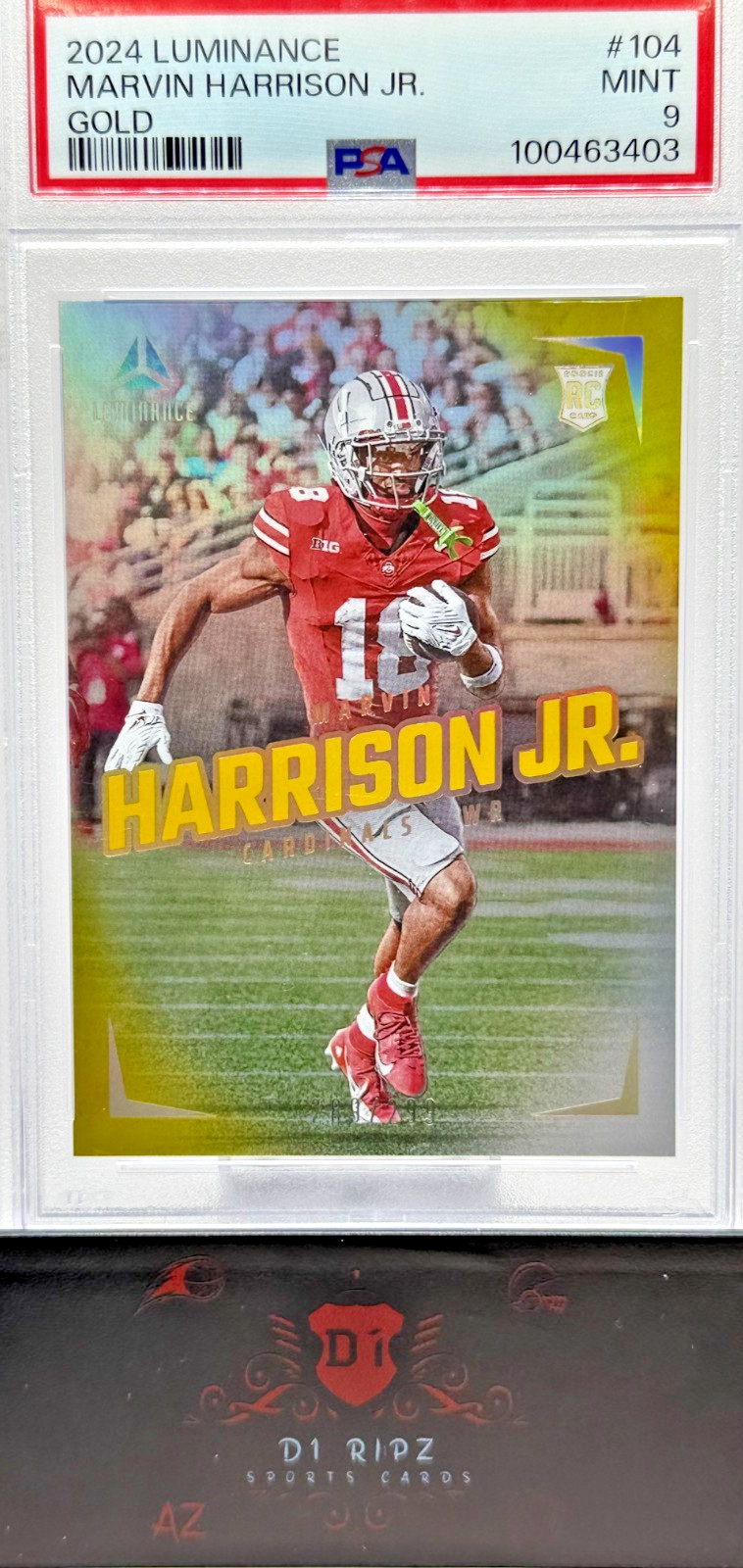 2024 Panini Luminance - Rookies Marvin Harrison Jr. Gold /299 #104 (RC) PSA 9