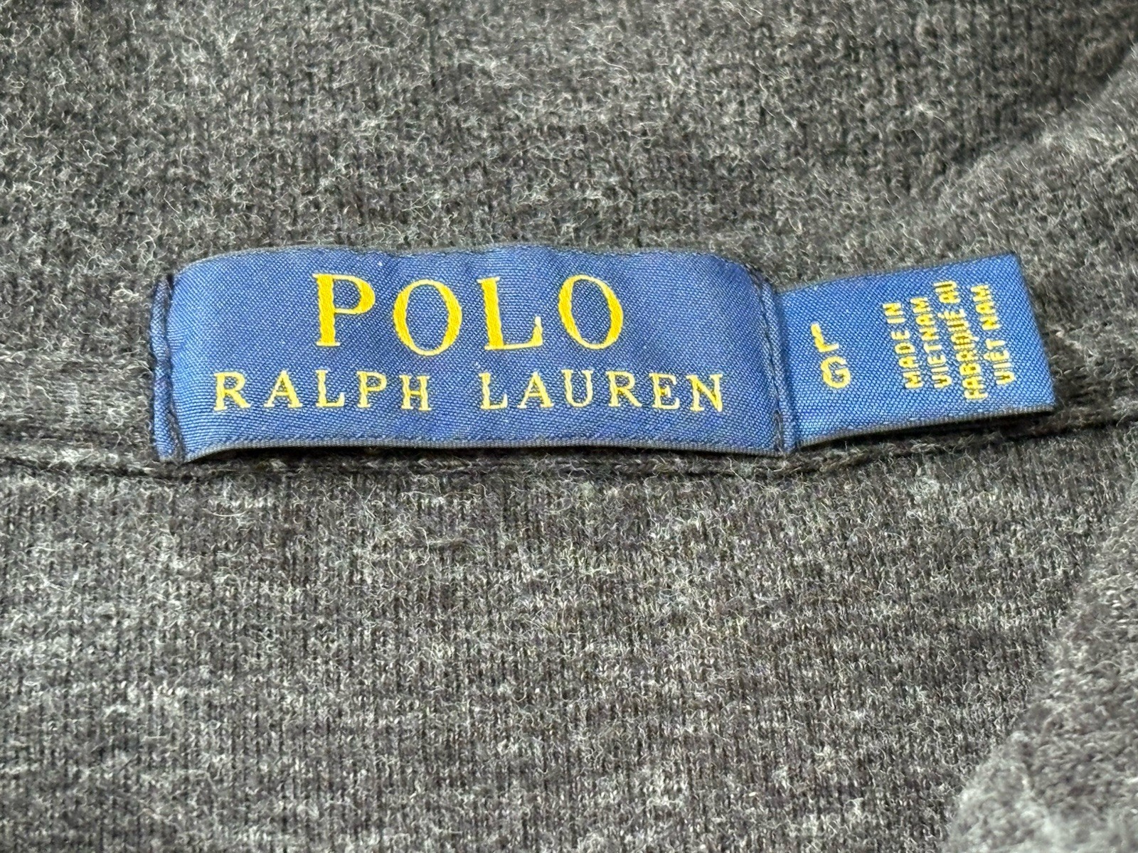 Polo Ralph Lauren uomo grande quarto zip estate costina grigio pullover bianco pony